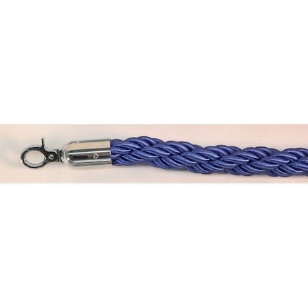 VIP Crowd Control 1673 60 In. Braided Rope With Mirror Closable Hook - Blue